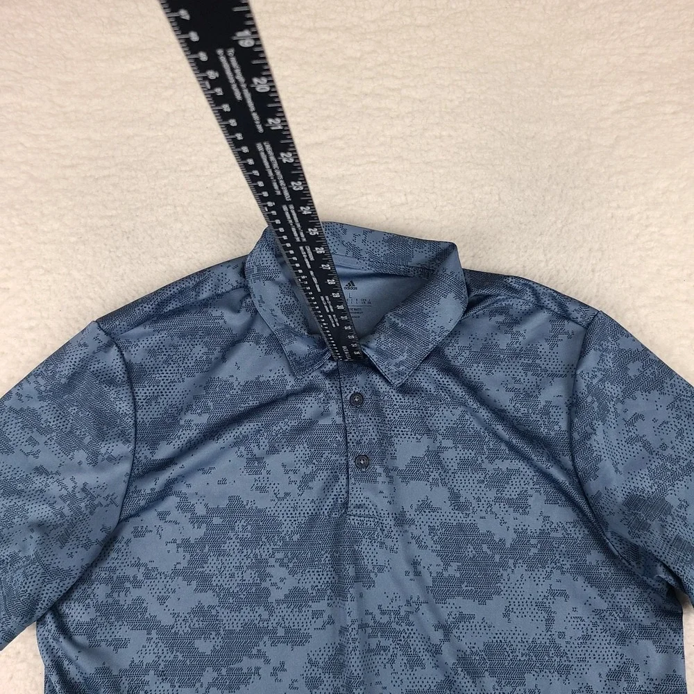 Adidas Polo Shirt Mens Large Blue Performance Short Sleeve